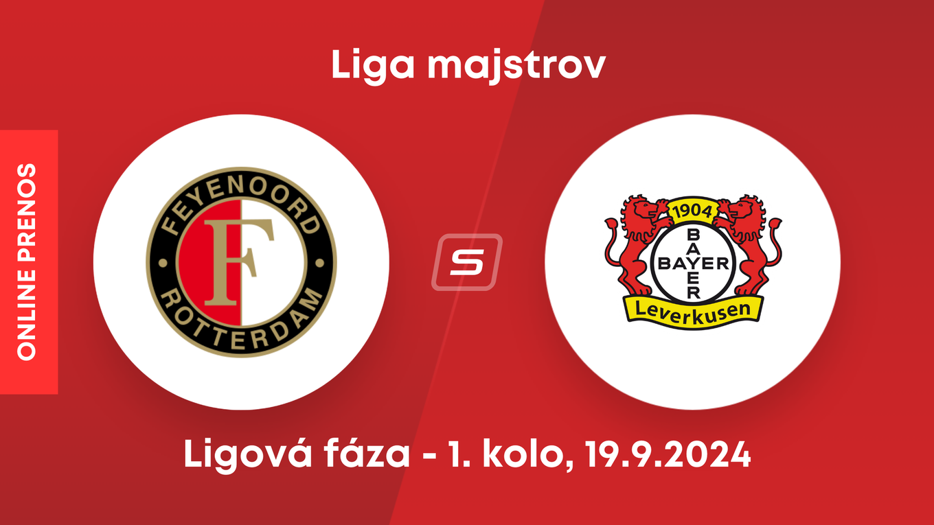 Feyenoord Rotterdam - Bayer Leverkusen: ONLINE prenos zo zápasu 1. kola ligovej fázy Ligy majstrov.