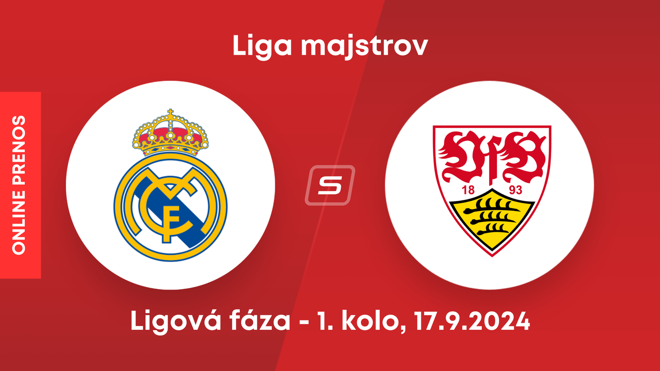 Real Madrid - VfB Stuttgart: ONLINE prenos zo zápasu 1. kola ligovej fázy Ligy majstrov.