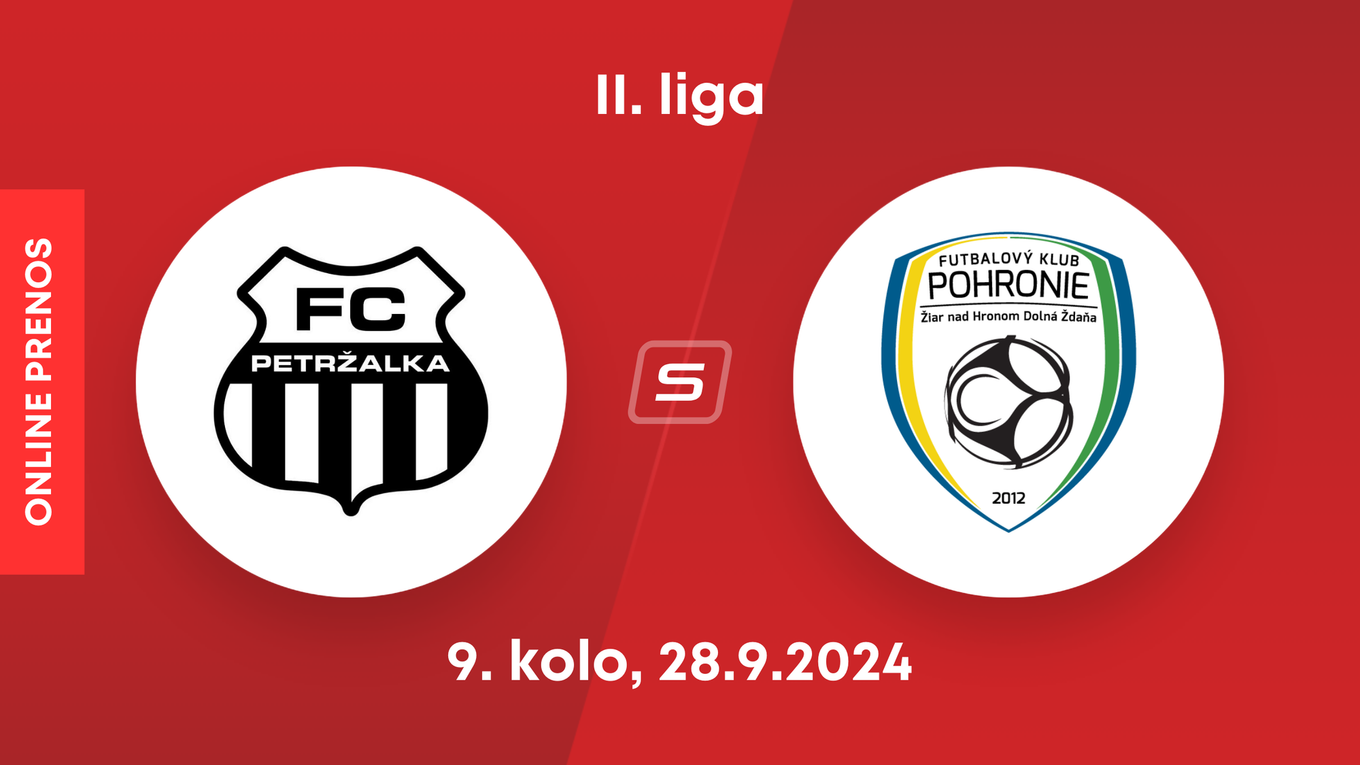 FC Petržalka - FK Pohronie: ONLINE prenos zo zápasu 9. kola II. ligy.