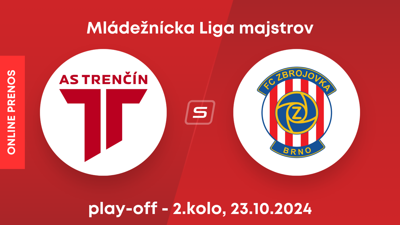 Trenčín - Zbrojovka Brno: ONLINE prenos z mládežníckej Ligy majstrov.