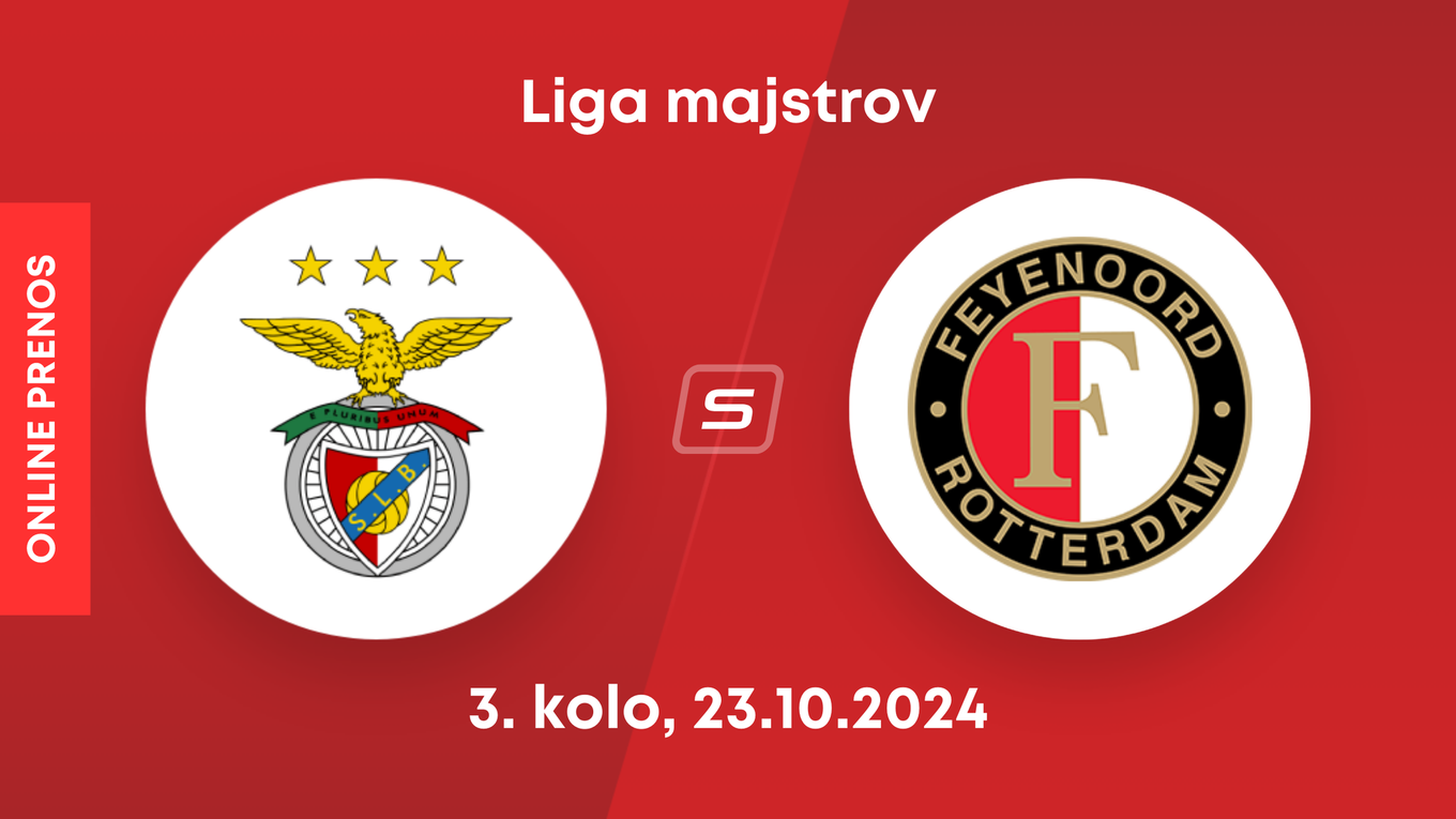 Benfica Lisabon - Feyenoord Rotterdam: ONLINE prenos zo zápasu 3. kola Ligy majstrov.