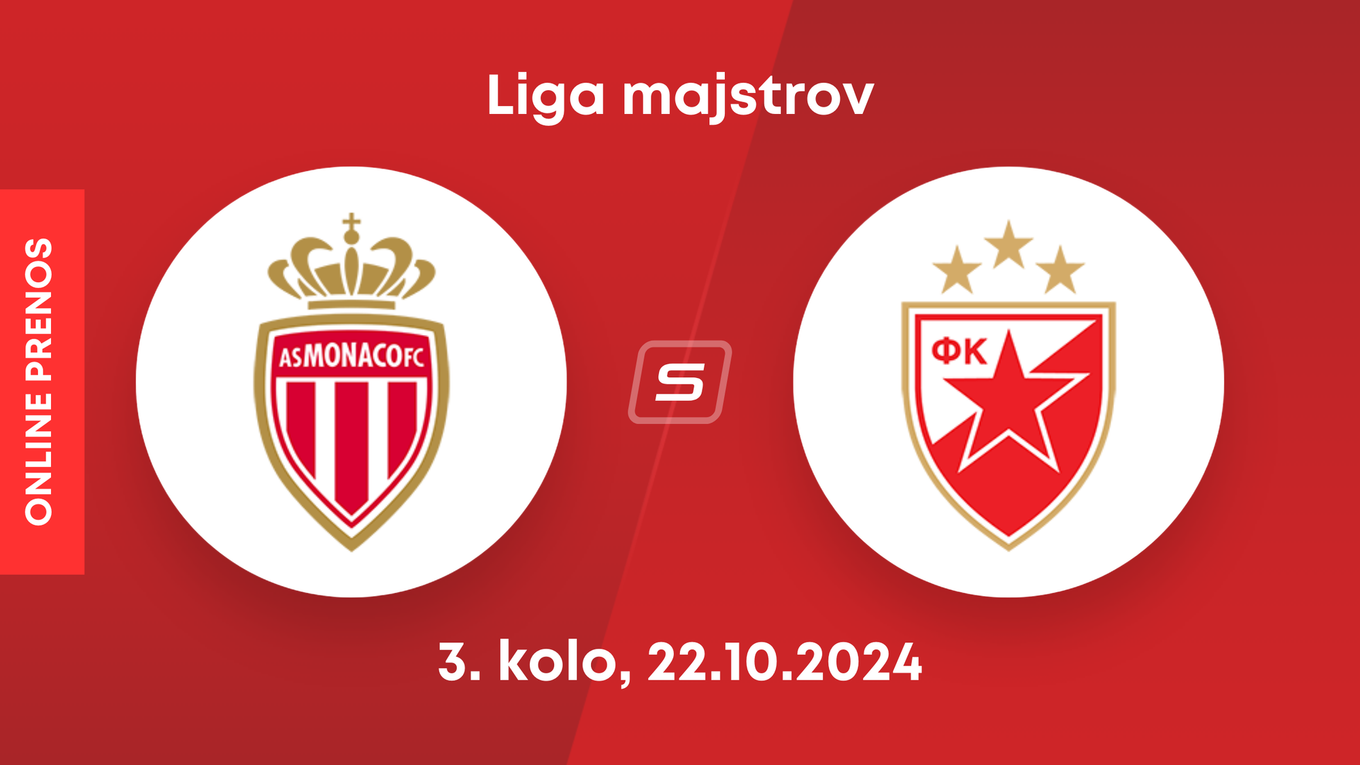 AS Monaco - Crvena zvezda: ONLINE prenos zo zápasu 3. kola Ligy majstrov.