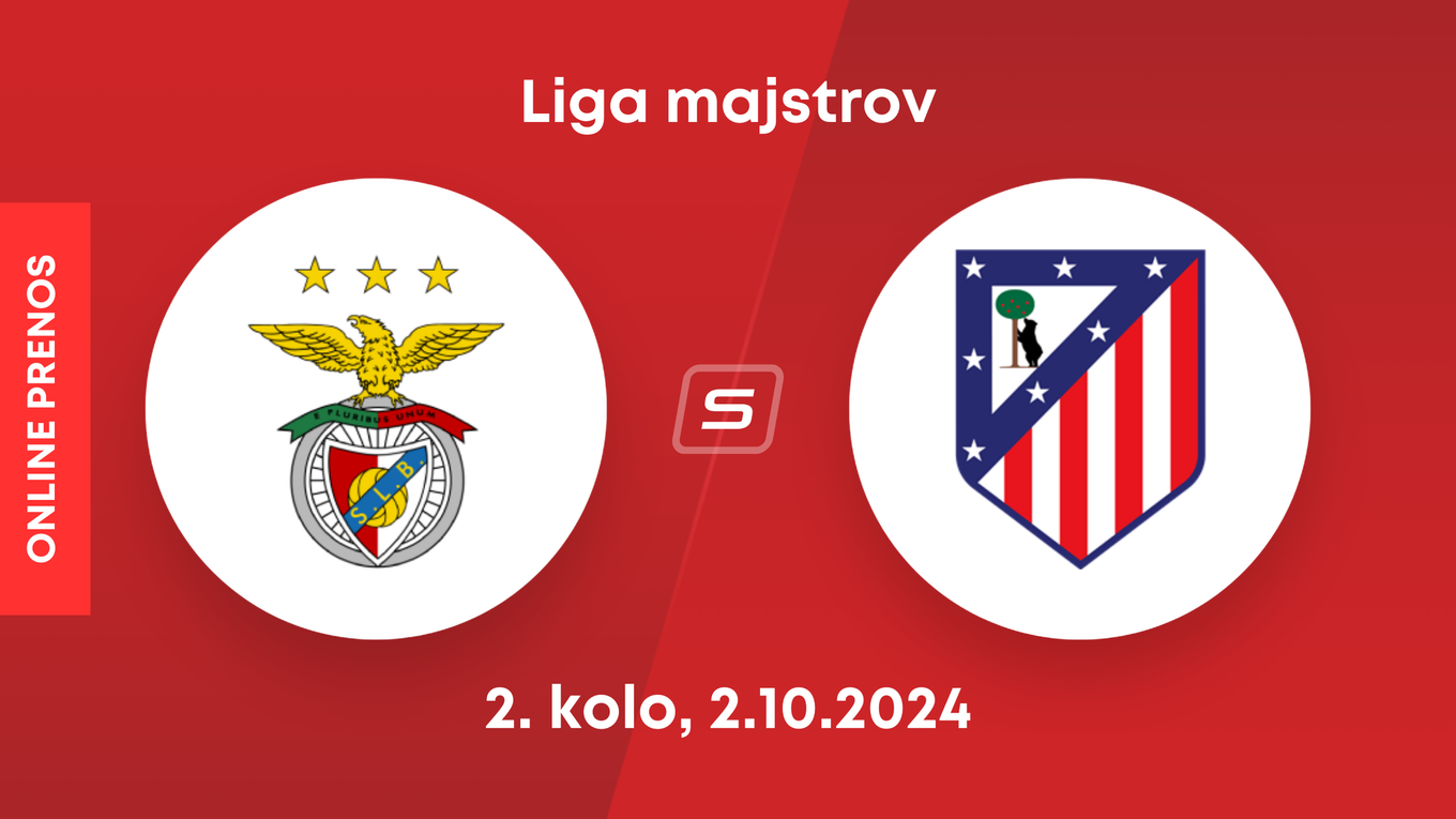 Benfica Lisabon - Atlético Madrid: ONLINE prenos zo zápasu 2. kola Ligy majstrov.