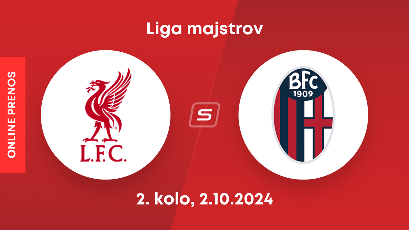 Liverpool FC - Bologna FC: ONLINE prenos zo zápasu 2. kola Ligy majstrov.