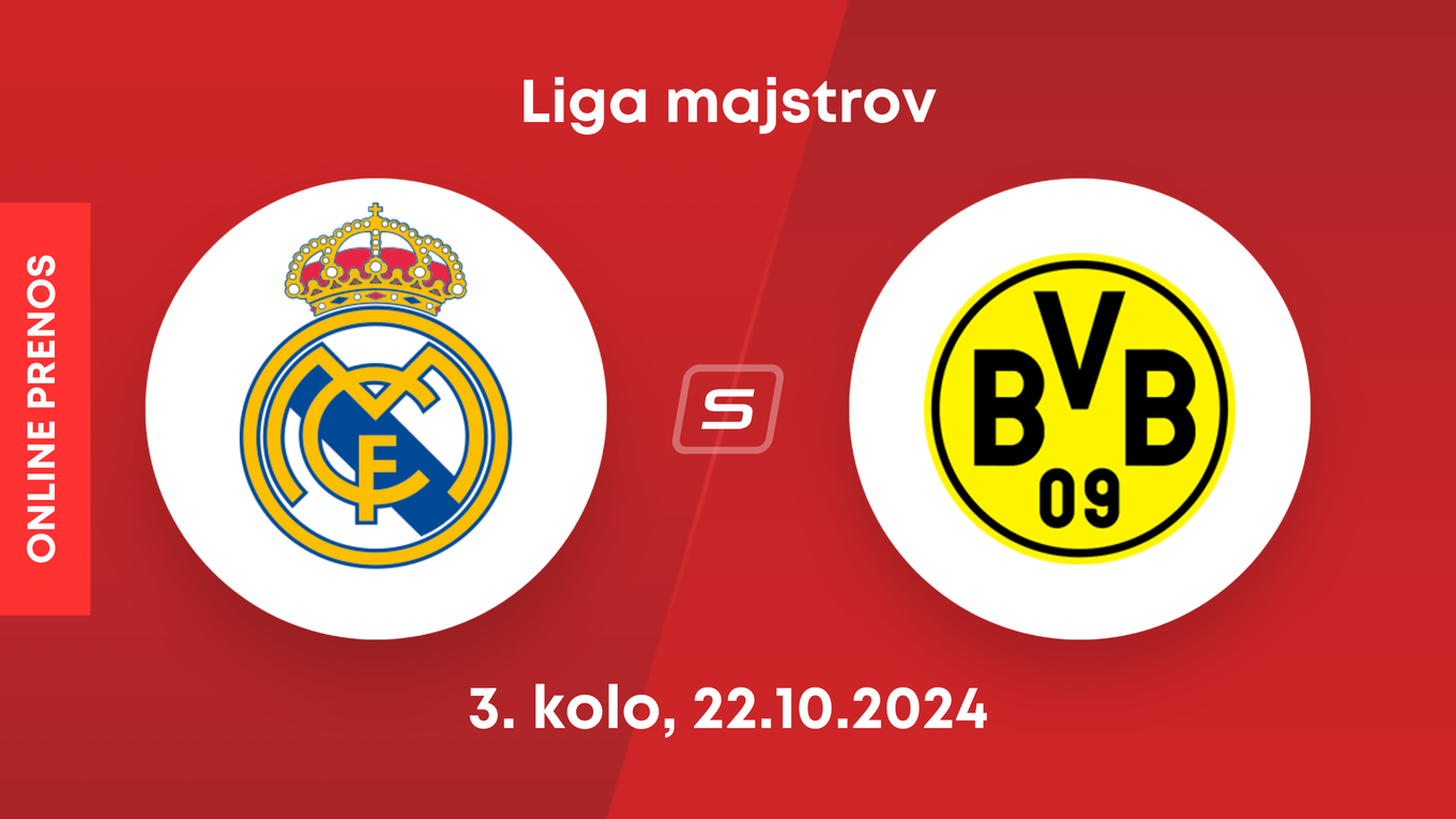 Real Madrid - Borussia Dortmund: ONLINE prenos zo zápasu 3. kola Ligy majstrov.