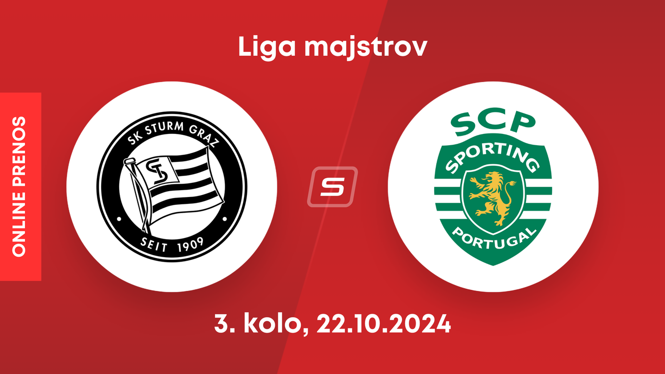 Sturm Graz - Sporting Lisabon: ONLINE prenos zo zápasu 3. kola Ligy majstrov.