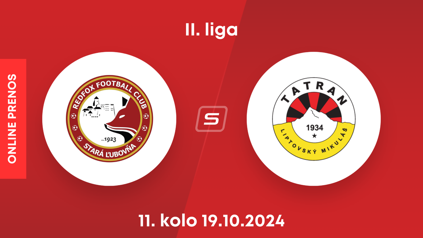 Stará Ľubovňa Redfox FC - MFK Tatran Liptovský Mikuláš: ONLINE prenos zo zápasu 11. kola II. ligy.