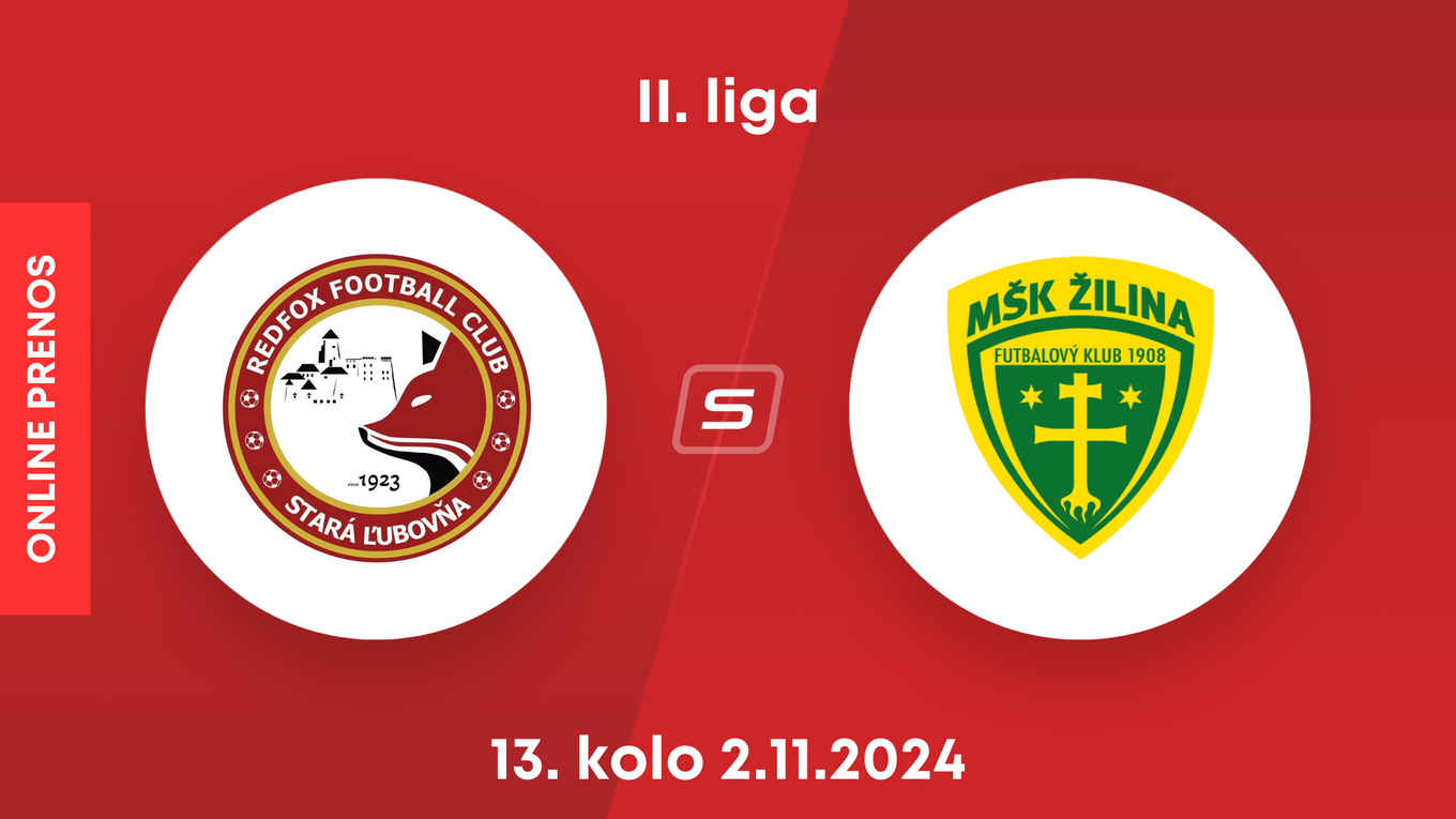 Stará Ľubovňa Redfox FC - MŠK Žilina B: ONLINE prenos zo zápasu 13. kola II. ligy.