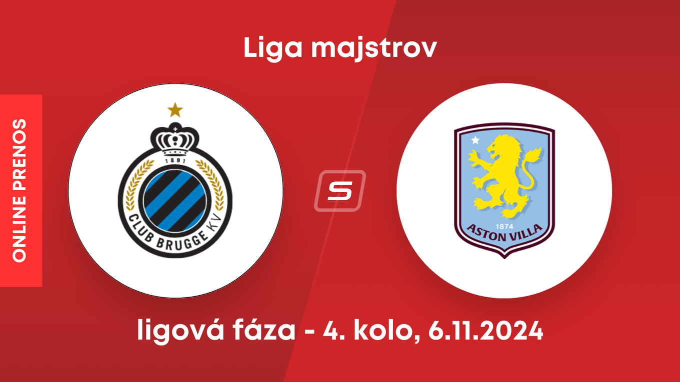 Club Bruggy - Aston Villa: ONLINE prenos zo zápasu 4. kola ligovej fázy Ligy majstrov.