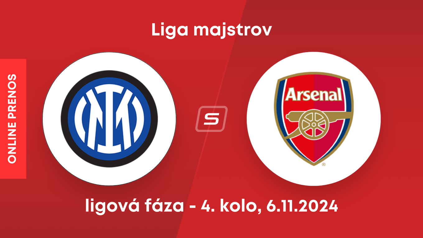 Inter Miláno - Arsenal FC: ONLINE prenos zo zápasu 4. kola ligovej fázy Ligy majstrov.