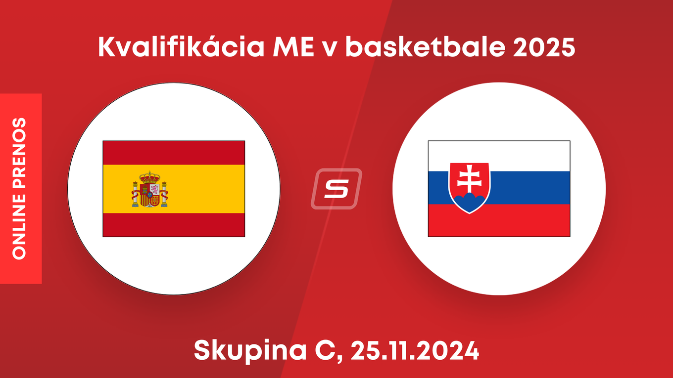 Španielsko - Slovensko: ONLINE prenos zo zápasu skupiny C v kvalifikácii ME v basketbale 2025.