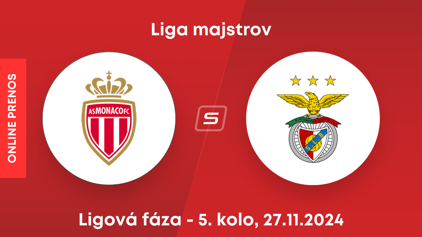 AS Monaco - Benfica Lisabon: ONLINE prenos zo zápasu 5. kola ligovej fázy Ligy majstrov.