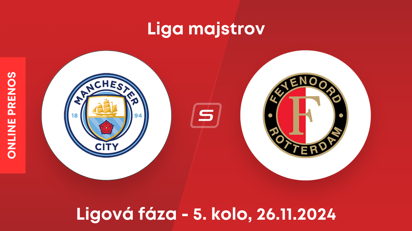 Manchester City - Feyenoord Rotterdam: ONLINE prenos zo zápasu 5. kola ligovej fázy Ligy majstrov.