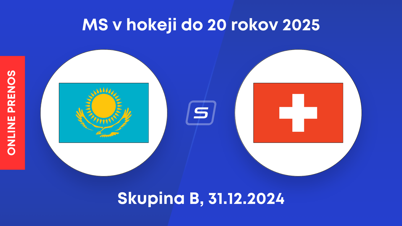 Kazachstan - Švajčiarsko: ONLINE prenos zo zápasu skupiny B na MS v hokeji do 20 rokov 2025.