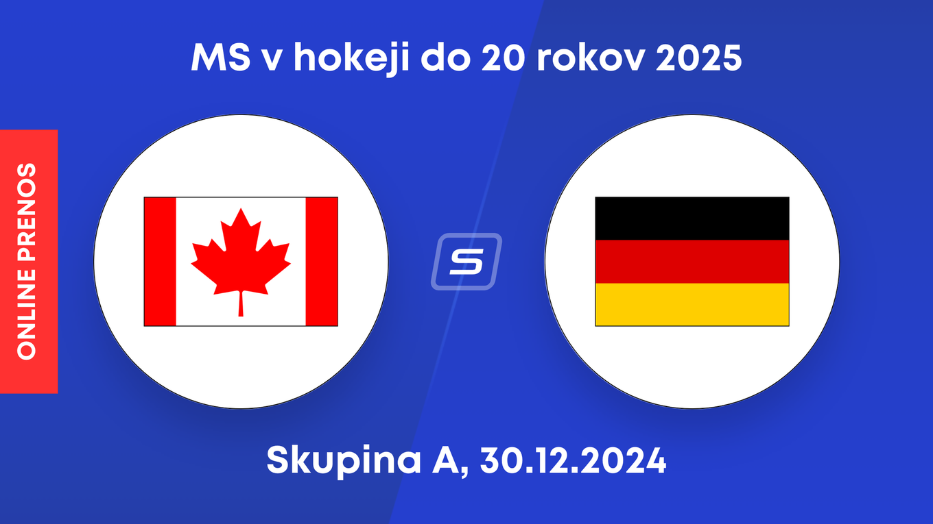 Kanada - Nemecko: ONLINE prenos zo zápasu skupiny A na MS v hokeji do 20 rokov 2025.