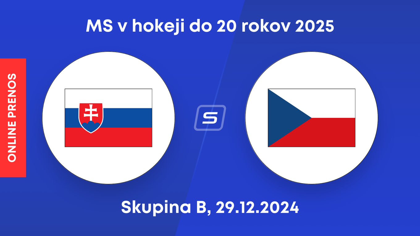 Slovensko - Česko: ONLINE prenos zo zápasu skupiny B na MS v hokeji do 20 rokov 2025.