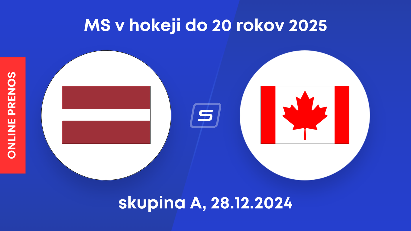 Lotyšsko - Kanada: ONLINE prenos z MS v hokeji do 20 rokov 2025.