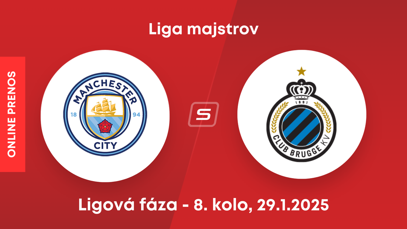 Manchester City - FC Bruggy: ONLINE prenos zo zápasu 8. kola ligovej fázy Ligy majstrov. 