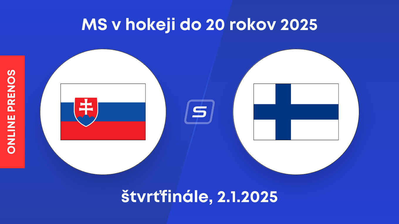 Slovensko - Fínsko: ONLINE prenos zo zápasu štvrťfinále na MS v hokeji do 20 rokov 2025.