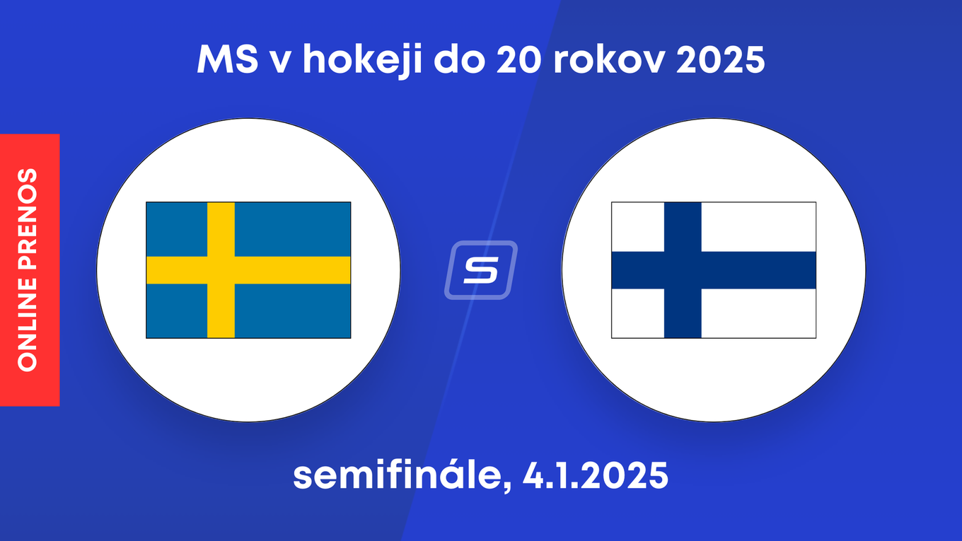 Švédsko - Fínsko: ONLINE prenos zo zápasu semifinále na MS v hokeji do 20 rokov 2025.