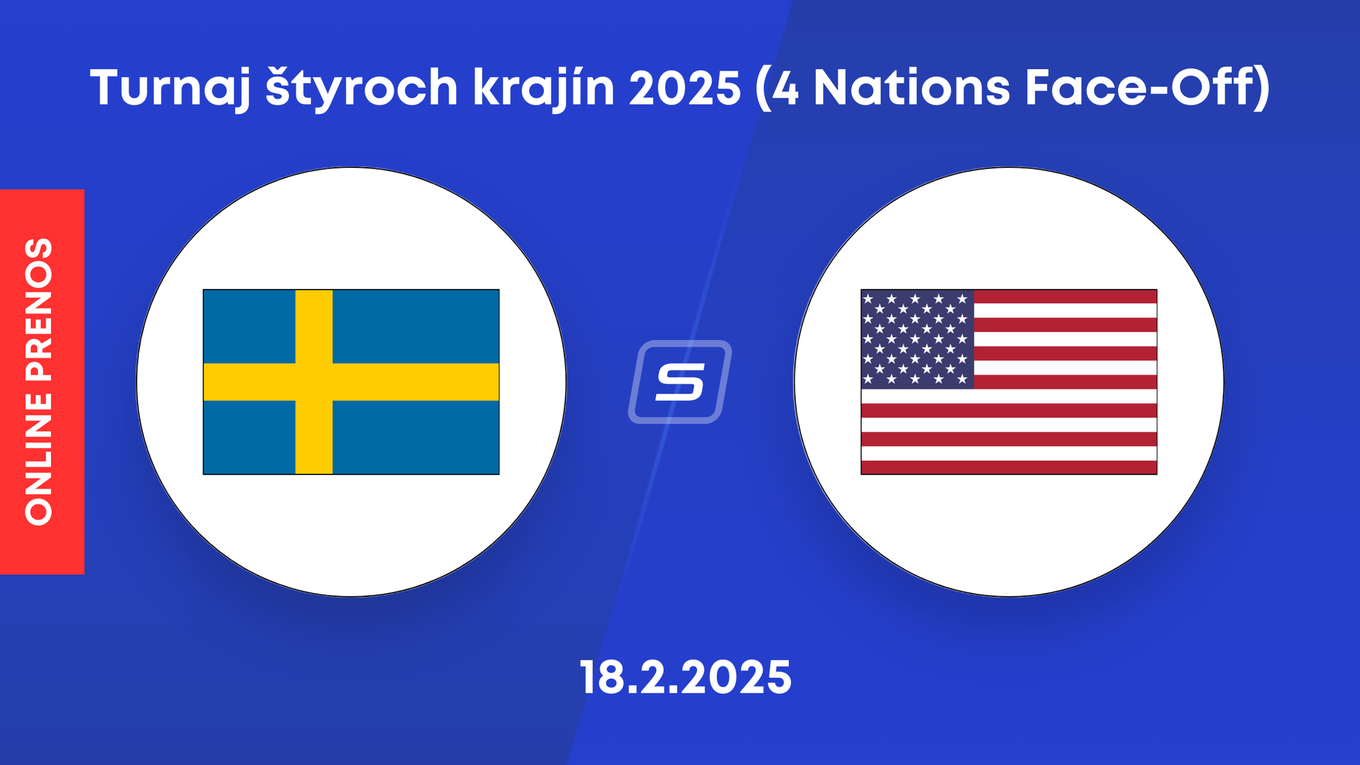 Švédsko - USA: ONLINE prenos zo zápasu Turnaja štyroch krajín 2025 (4 Nations Face-Off)