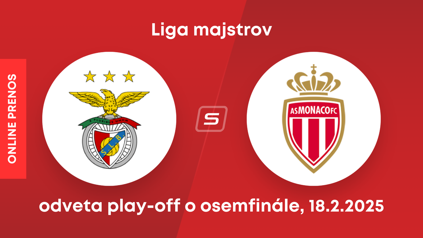 Benfica Lisabon - AS Monaco: ONLINE prenos z odvetného zápasu play-off o osemfinále Ligy majstrov. 