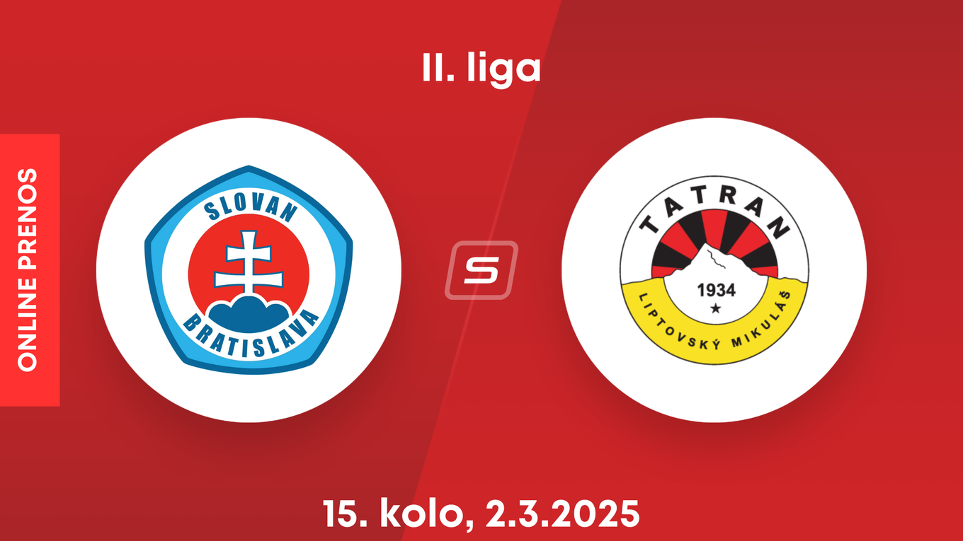 ŠK Slovan Bratislava B - MFK Tatran Liptovský Mikuláš: ONLINE prenos zo zápasu 15. kola II. ligy.