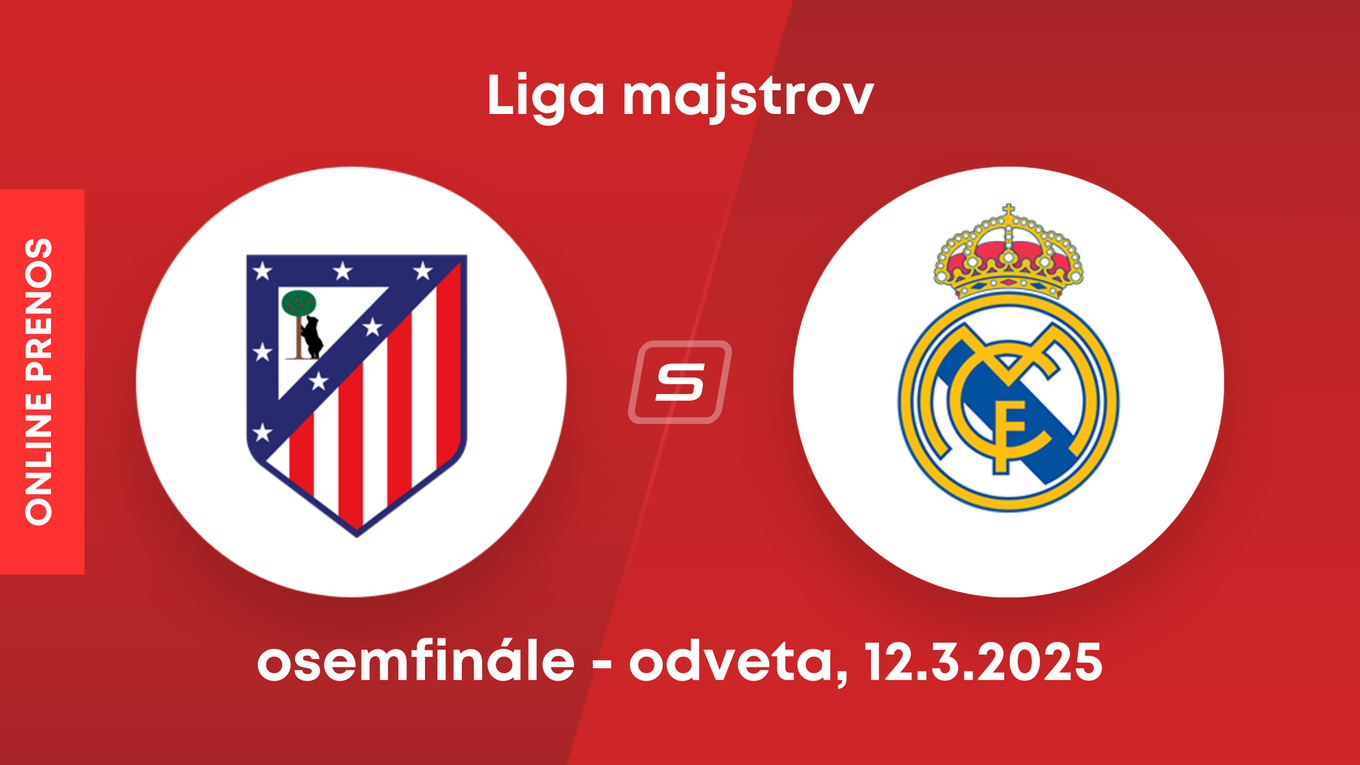 Atlético Madrid - Real Madrid: ONLINE prenos zo zápasu osemfinále Ligy majstrov.