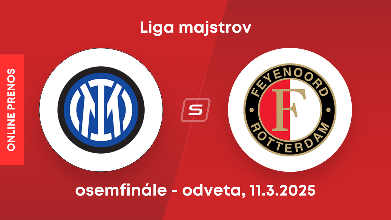 Inter Miláno - Feyenoord Rotterdam: ONLINE prenos zo zápasu osemfinále Ligy majstrov. 