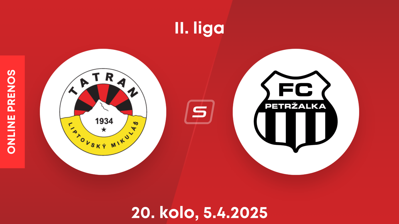 MFK Tatran Liptovský Mikuláš - FC Petržalka: ONLINE prenos zo zápasu 20. kola II. ligy.