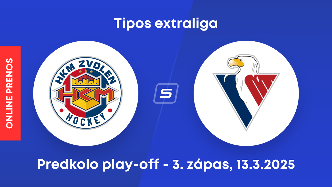 HKM Zvolen - HC Slovan Bratislava: ONLINE prenos z 3. zápasu predkola play-off Tipos extraligy.