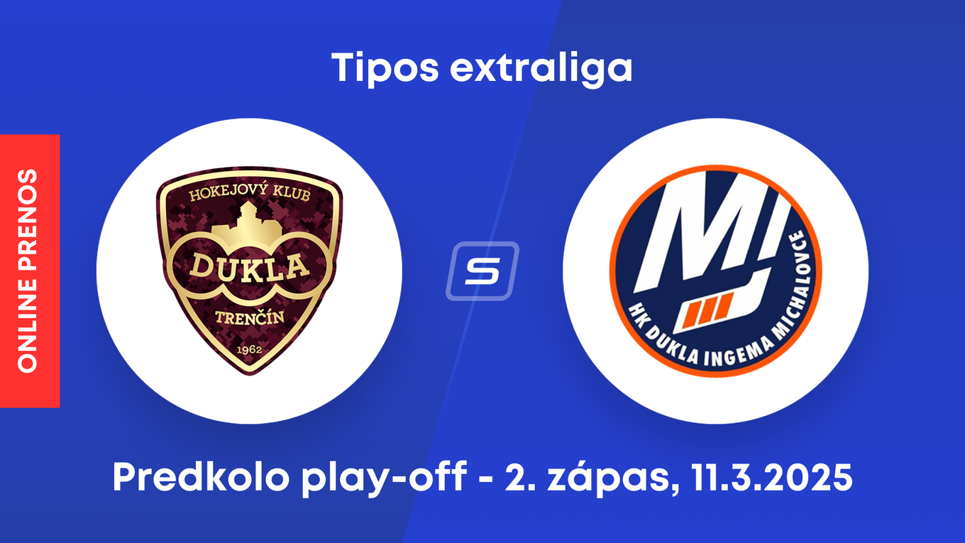 HK Dukla Trenčín - HK Dukla Ingema Michalovce: ONLINE prenos z 2. zápasu predkola play-off Tipos extraligy.