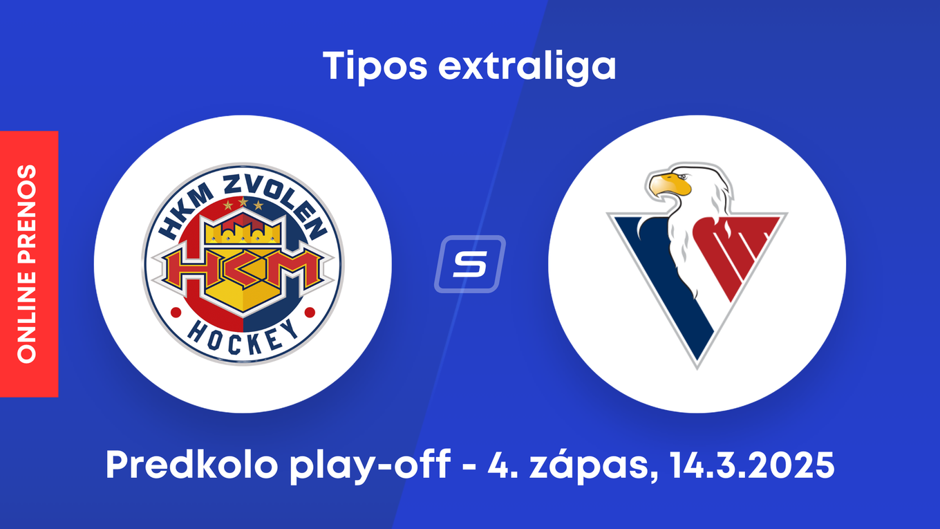 HKM Zvolen - HC Slovan Bratislava: ONLINE prenos z 4. zápasu predkola play-off Tipos extraligy.