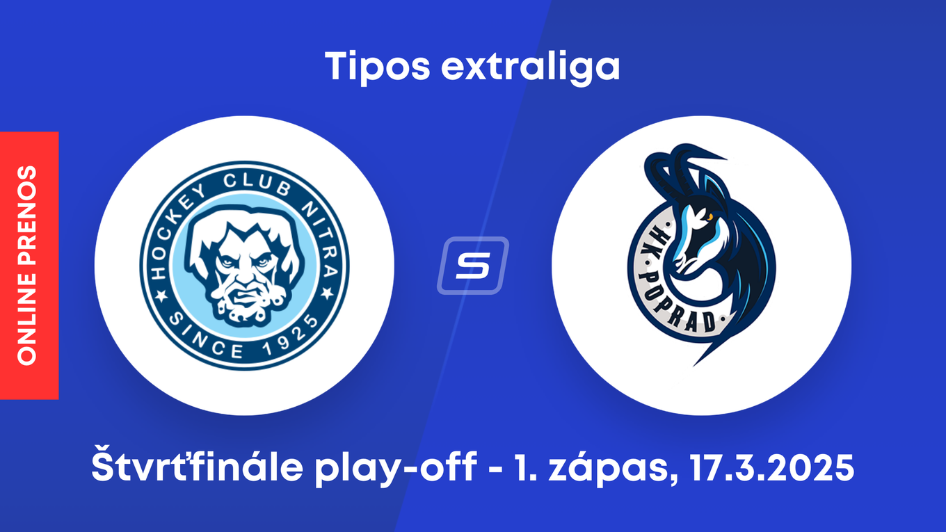 HK Nitra - HK Poprad: ONLINE prenos z 1. zápasu štvrťfinále play-off Tipos extraligy.