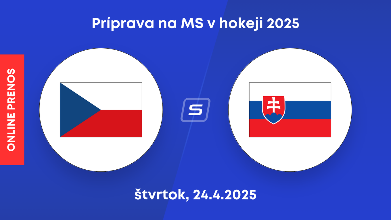 Česko - Slovensko: ONLINE prenos z prípravného zápasu na MS v hokeji 2025 (štvrtok). 