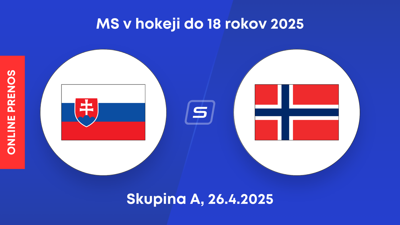 Slovensko - Nórsko: ONLINE prenos zo zápasu skupiny A na MS v hokeji do 18 rokov 2025 (MS U18).