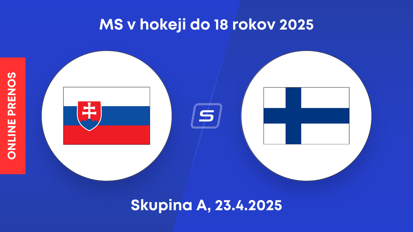 Slovensko - Fínsko: ONLINE prenos zo zápasu skupiny A na MS v hokeji do 18 rokov 2025 (MS U18).