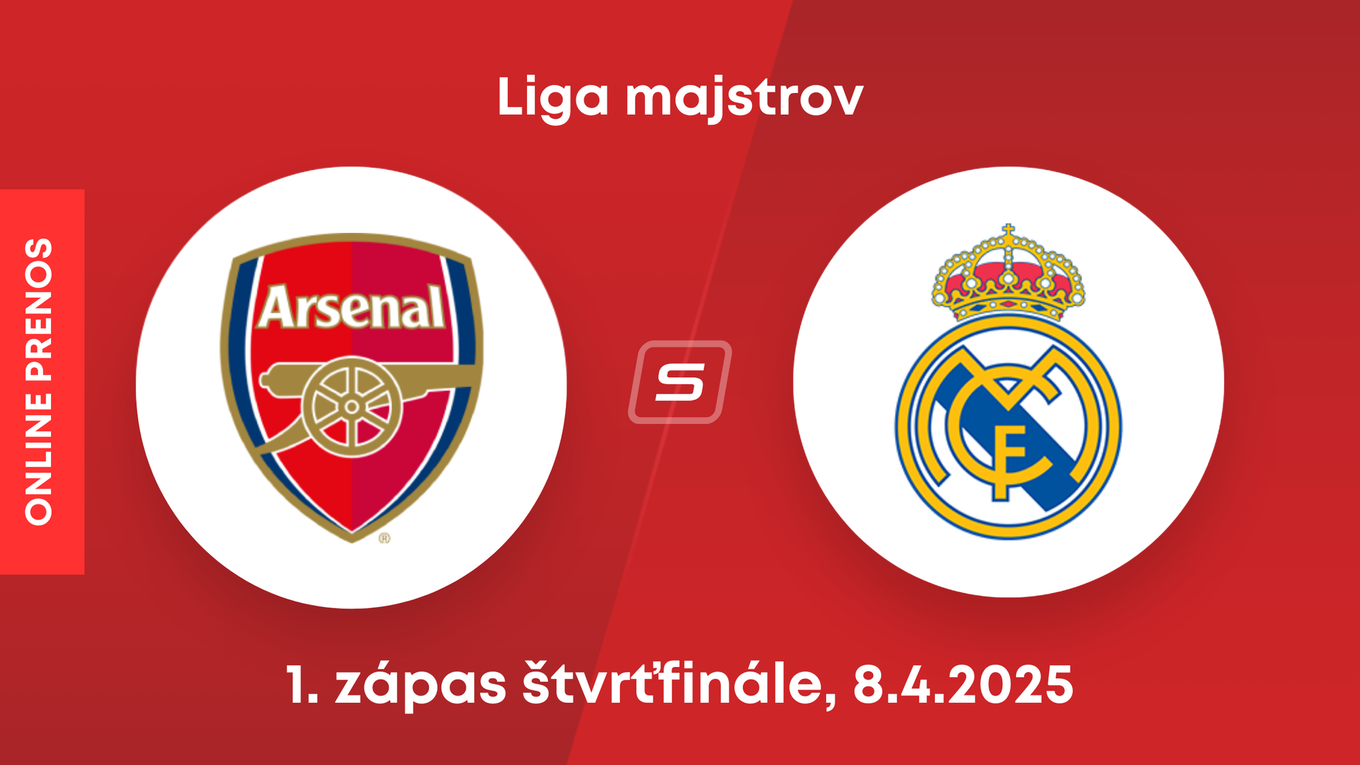 Arsenal FC - Real Madrid: ONLINE prenos zo zápasu štvrťfinále Ligy majstrov.