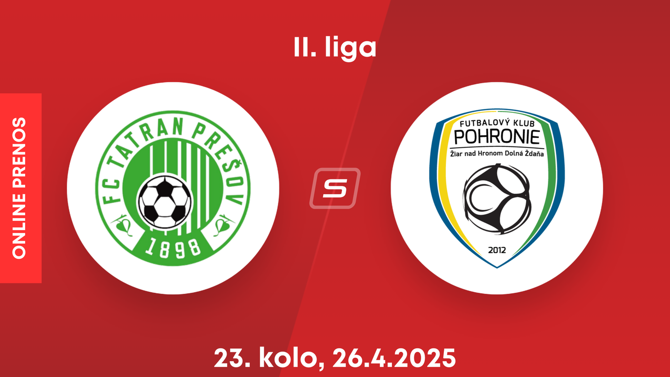 FC Tatran Prešov - FK Pohronie: ONLINE prenos zo zápasu 23. kola II. ligy.