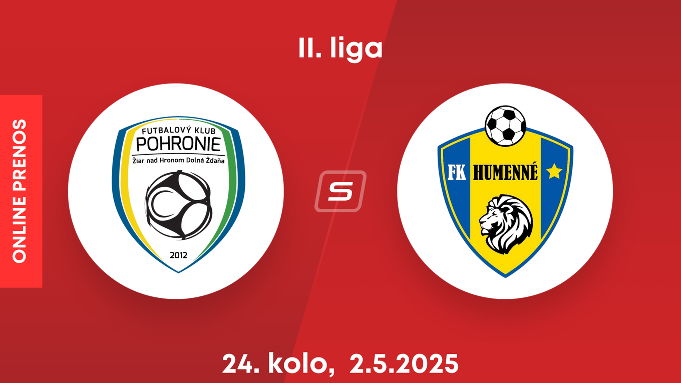 FK Pohronie - FK Humenné: ONLINE prenos zo zápasu 24. kola II. ligy.