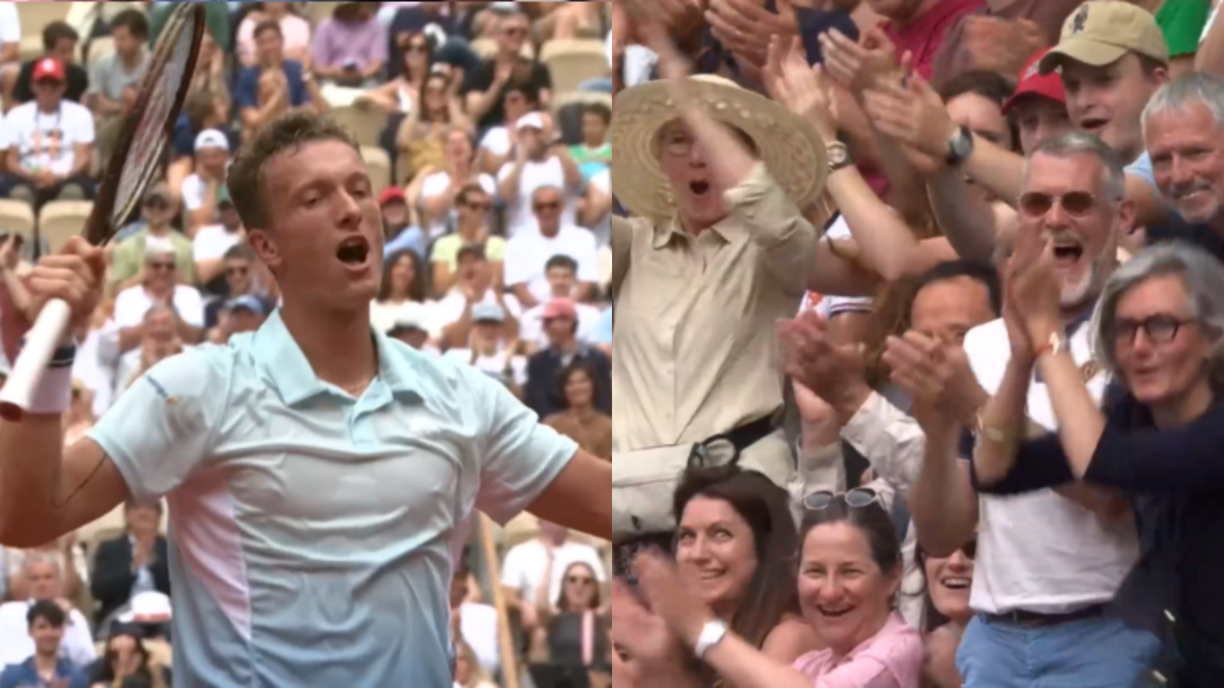 Jiří Lehečka v zápase s Jannikom Sinnerom na Roland Garros 2025
