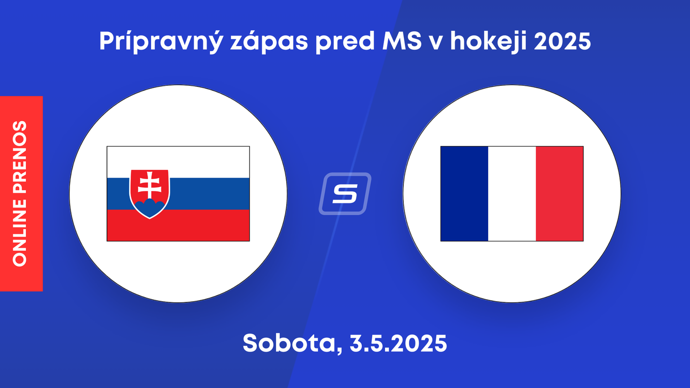 Slovensko - Francúzsko: ONLINE prenos z prípravného zápasu pred MS v hokeji 2025 (sobota). 