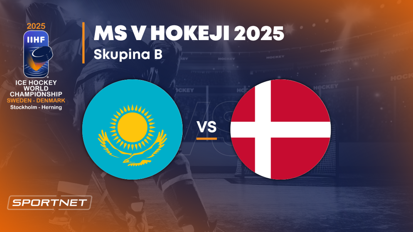 Kazachstan - Dánsko: ONLINE prenos zo zápasu na MS v hokeji 2025 vo Švédsku a Dánsku.