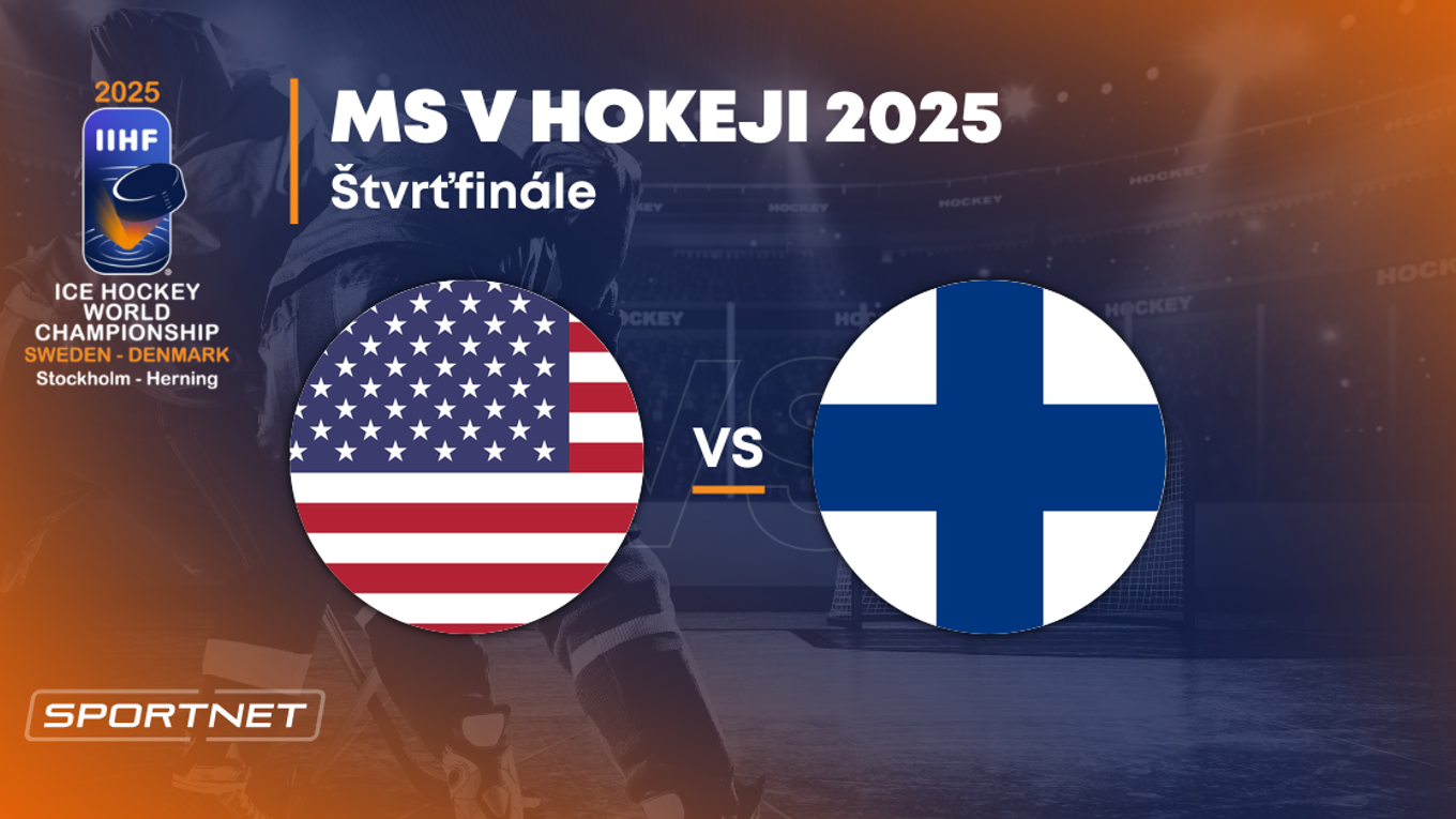 USA - Fínsko: ONLINE prenos zo zápasu na MS v hokeji 2025 vo Švédsku a Dánsku.