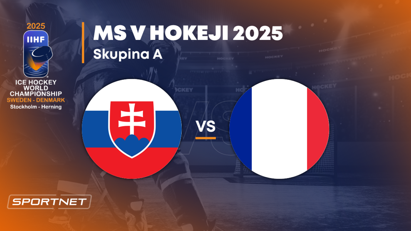 Slovensko - Francúzsko: ONLINE prenos zo zápasu na MS v hokeji 2025 vo Švédsku a Dánsku.
