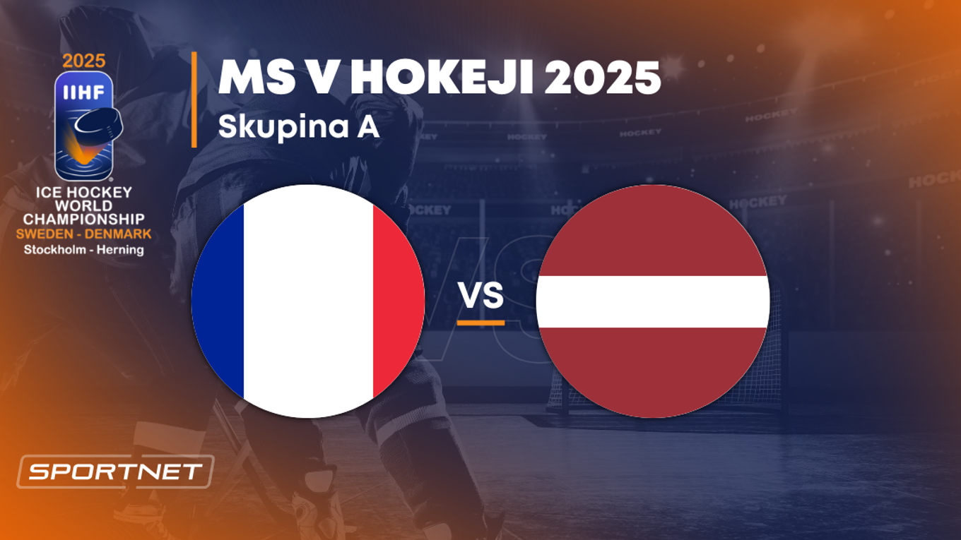 Francúzsko - Lotyšsko: ONLINE prenos zo zápasu na MS v hokeji 2025 vo Švédsku a Dánsku.