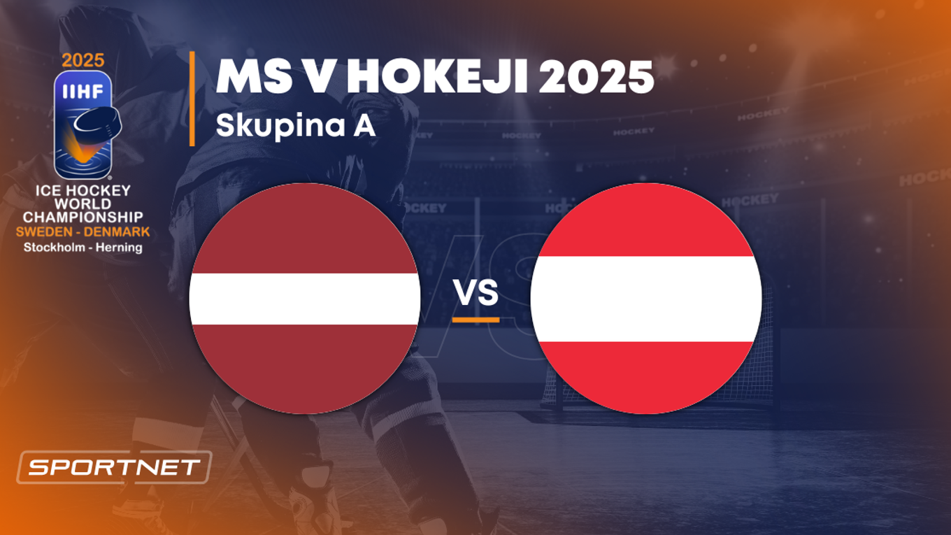 Lotyšsko - Rakúsko: ONLINE prenos zo zápasu na MS v hokeji 2025 vo Švédsku a Dánsku.