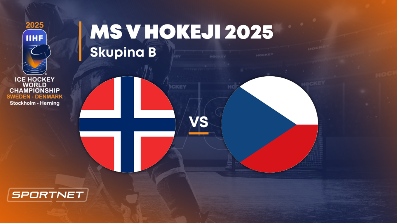Nórsko - Česko: ONLINE prenos zo zápasu na MS v hokeji 2025 vo Švédsku a Dánsku.