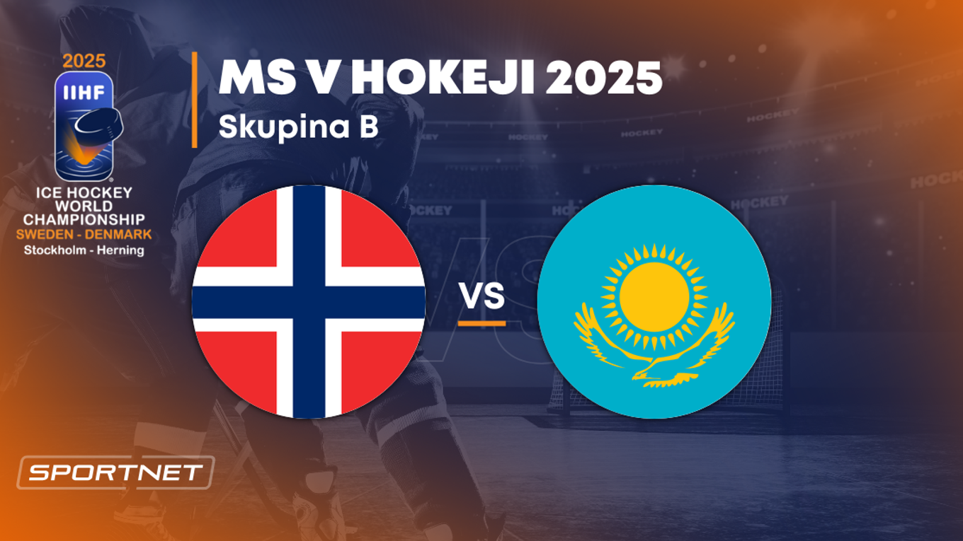 Nórsko - Kazachstan: ONLINE prenos zo zápasu na MS v hokeji 2025 vo Švédsku a Dánsku.