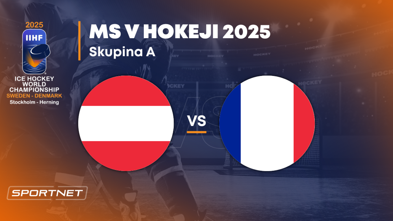 Rakúsko - Francúzsko: ONLINE prenos zo zápasu na MS v hokeji 2025 vo Švédsku a Dánsku.